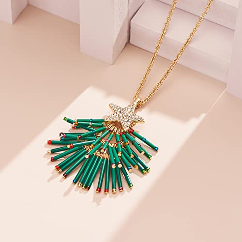 Classyzint Christmas Necklace For Women Long Christmas Tree Pendant 14K Gold Plated Alloy Cute Holiday Necklace Sweater Chain Statement Christmas Gifts… #TOP6