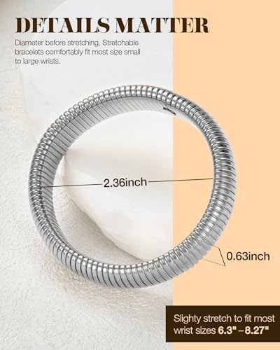 Gold Bangle Bracelets for Women Chunky Stretch Bracelet Set Stackable Bangles 14K Gold Plated Stainless Steel 10mm 16mm 20mm3