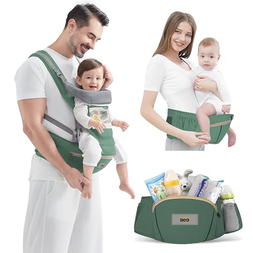 Golden Bee Comfort Nest Hip Seat Baby Carrier, Multi-Carry Positions, Ergonomic Design, Newborn to Toddler, Cotton Fabric with Breathable Mesh, 4 to 36 Months, Up to 15 kg,for All Seasons (Green) Golden Bee Comfort Nest Hip Seat Baby Carrier, Multi-Carry Positions, Ergonomic Design, Newborn to Toddler, Cotton Fabric with Breathable Mesh, 4 to 36 Months, Up to 15 kg,for All Seasons (Green)