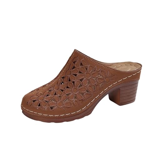 Sandales talon fermé femme avec semelles douces et talon bloc haut
