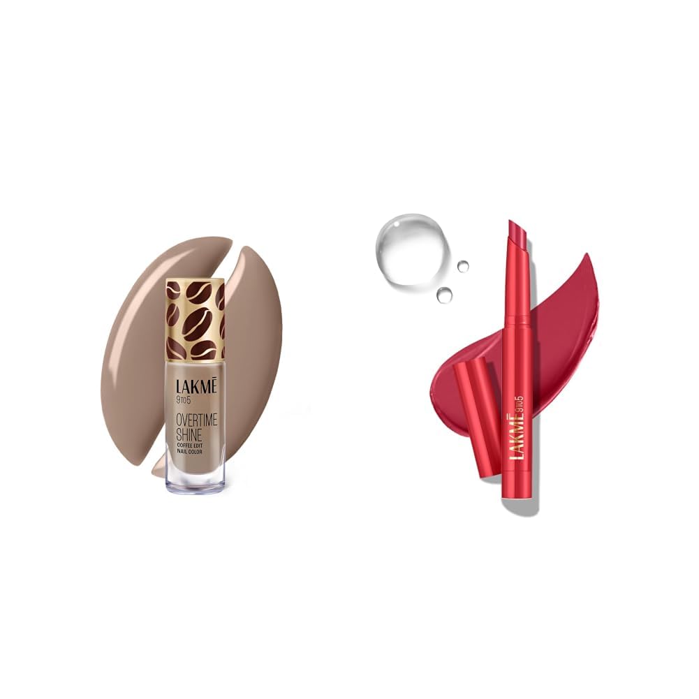 Lakme 9 to 5 Overtime Shine Nail Polish - Coffee Edit- 04 Mocha Mist 6ml Lakme 9 to 5 Forever Matte Lip Crayon, Red Aurora 1.1g-picture-30
