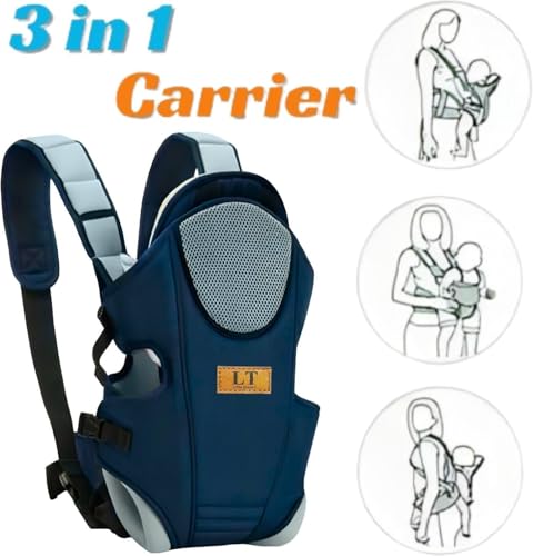 Image of Adjustable Baby Carry Bag with Safety Belt | 3 in 1 Kangaroo Bag for Mom Baby Carrier (Red-Black, Front Carry Facing Out)