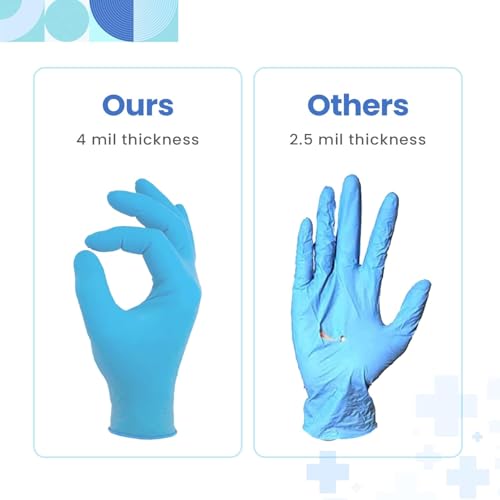 Image of amazon basics NITRILE DISPOSABLE AND POWDER FREE GLOVES - LATEX FREE-ALL PURPOSE /MEDICAL /EVERYDAY USE * (Pack of 100), Blue