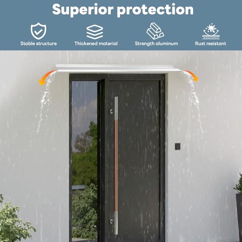 Orechic Robuster Aluminium-Tür-Regentropfschutz, 10,2 cm, extra breit und verdickt, für Fenstertüren, Größe 101,6 cm lang, 10,2 cm breit, 2,3 cm hoch (Silber)