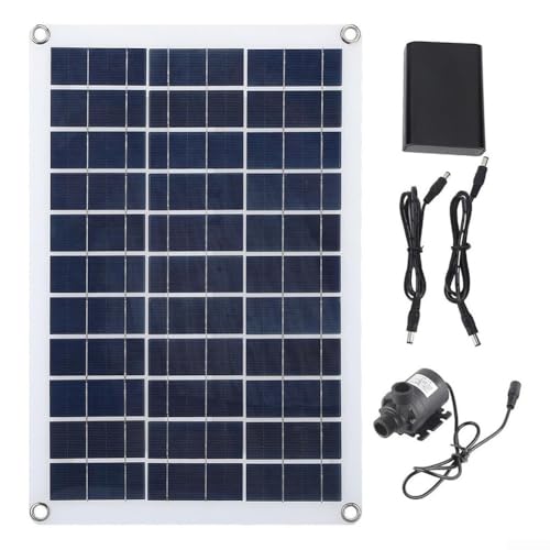 Honseadek Con caja de batería y salida USB, bomba solar de jardín, panel de riego, aplicaciones sostenibles de 18 W de agua Plus para fuera de la red