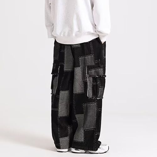 Cargo Jeans for Men Cowboy Jeans Straight Leg Lounge Pants Men Elastic Waist Streetwear Denim4