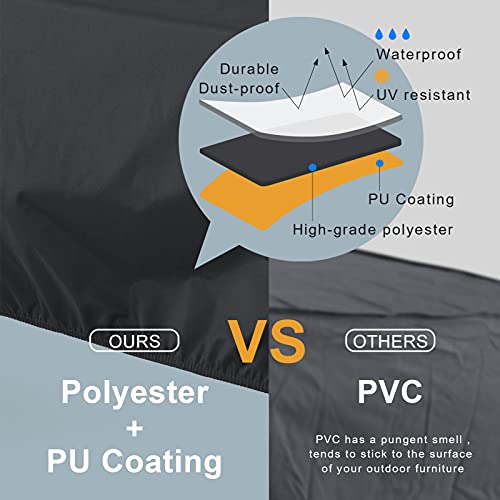 Tempera Outdoor Sectional Sofa Cover, Anti-Fading, Durable 2-Seater Deep Patio Loveseat Cover Waterproof, 58''Wx38''Dx31''H, Grey #TOP2