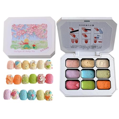 Pat Paint Gel - Paleta de colores para uñas, 9 colores, pigmento mate, juego de pulidora, esculpir para principiantes, kit de manicura para mujer, hogar, salón, diseño de uñas, práctica, , K