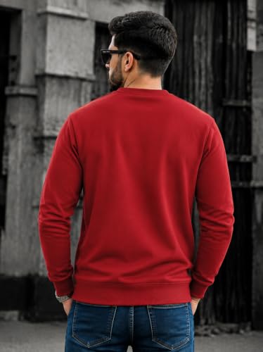Image of Mack Jonney Men's Printed Fleece Sweatshirt|Full Sleeve Round Neck Winter Sweatshirt for Casual Wear|Travel|Gym & Everyday Style-mj-62