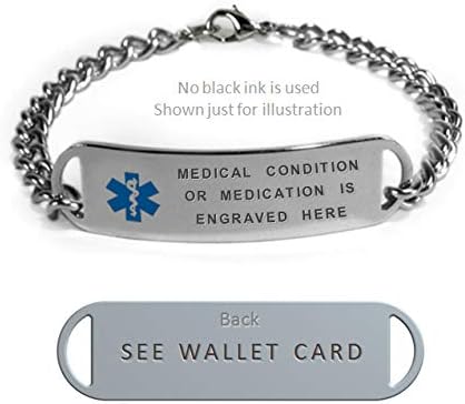 Right ARM NO PROCEDURES Medical ID Alert Bracelet with Embossed Emblem from Stainless Steel. D-Style, Premium Series.
