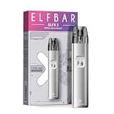 ELFX 2 Pod Kit | 1700 mAh E-Zigarette | Open Pod System | Dual Mesh Coil 0,6 & 0,8 Ohm | Airflow Control | RGB LED | USB-C | Kein Liquid, Kein Nikotin (Titanium Silver)