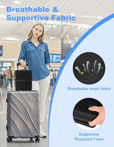 Image of FASTMOMENT Airplane Seat Cushion Portable Travel Cushion for Comfort Foldable Stadium Pad with Breathable Fabric Seat Pad Perfect for Long Flights, Office, Bleacher, Camping