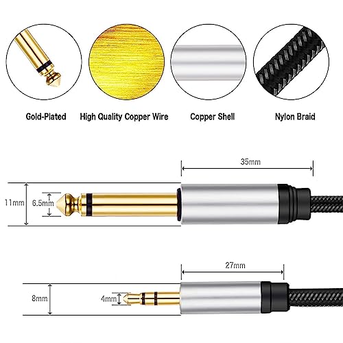 Cable de audio 3.5mm TRS a 6.5mm TS macho a macho miniatura 4