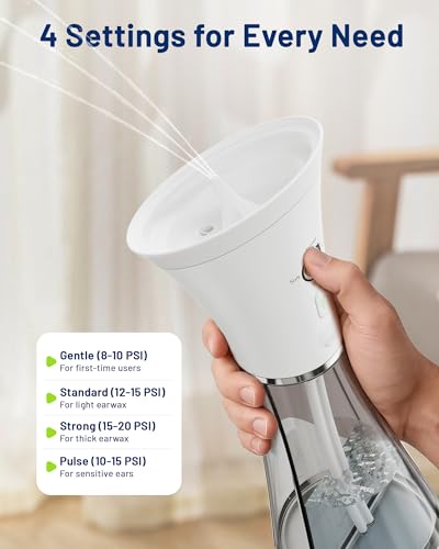 Image of KAUGIC Upgraded Ear Wax Removal with One-Piece Waste Tank, Safe Cleaner with Water Temperature Sensor, Effective Ear Irrigation Kit, IPX7, FSA-HSA-Eligible, White