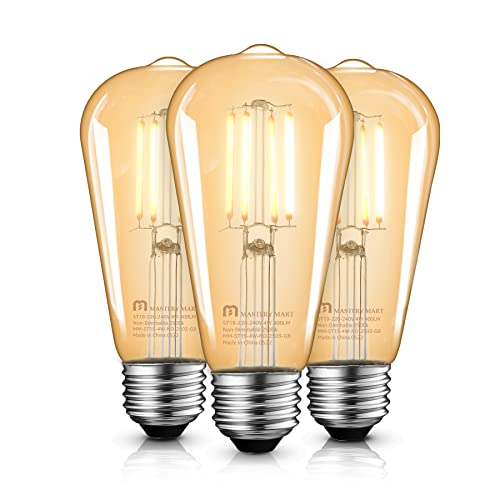 MASTERY MART E27 Vintage Light Bulbs, Non-Dimmable, 2500K Warm White, 4W 40W Equivalent