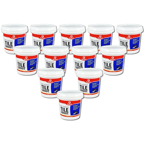 Red Devil 0422 Pre-Mixed Tile Grout - Professional Quality, Excellent Adhesion, Ideal for Wall &amp; Floor Use - 1/2 Pint, White, Pack of 12, Made in USA