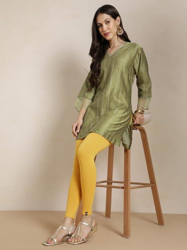 Image of TWIN BIRDS Women Viscose Ankle Leggings | Stretchable Kurti Wear Bottom