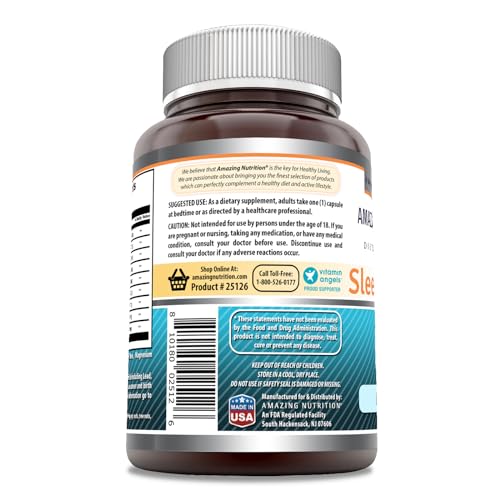 Amazing Formulas Sleep Support | Blend of Melatonin, Valerian Root, Chamomile Extract, GABA, 5-HTP, Theanine & More | 60 Capsules Supplement | Non-GMO | Gluten-Free | Made in USA - Image 4