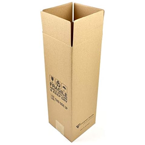 Evergreen Goods Single Wine & Beer Bottle Cardboard Box | 370 x 130 x 130mm Protective Packaging Carton | Ideal for 75cl / 750ml bottles | 10 pcs Cover