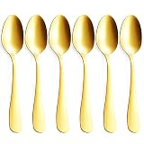GoGeiLi Matte Gold Spoons Set, 7.8 Inch Stainless Steel Satin Finish Dinner Spoons, Gold Silverware