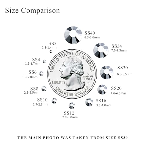 Image of SS4 /1440PCS Flatback Crystal Rhinestones Round Gems for Nail Art and Craft Clothes Glue Fix, Mine Silver (1.5-1.7mm)