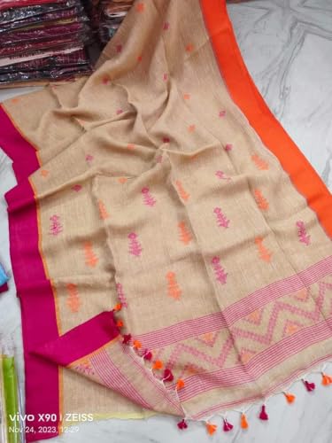 Image of SWORNOF Women's Pure Silk Saree With Blouse Piece