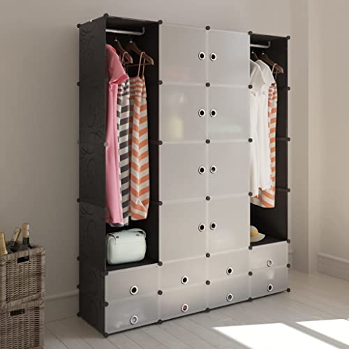 UJCHVHN Item-Gabinete modular con 18 compartimentos, blanco y negro, 37 x 146 x 180,5 cm, armarios y almacenamiento, armarios y armarios