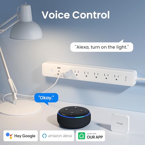Image of GHome Smart Power Strip, WiFi Surge Protector with 6 Individually Controlled Outlets, 3 USB Ports, Compatible with Alexa & Google Home