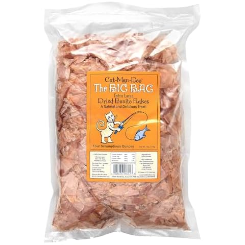 Cat-Man-Doo Extra Large Dried Bonito Flakes Treats for Dogs & Cats - All Natural High Protein Flakes - 4oz. / 112g Bag Cover