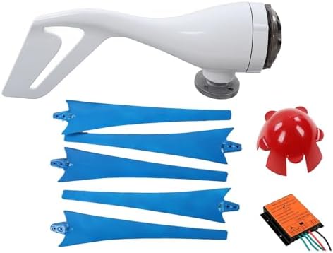 2KW Wind Turbine 5 Blade Generator Automatic Direction Adjustment 12V24V48V Wind And Solar Hybrid Power Generation System With Charge Controller (Color : 24V+controller)