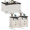 Farmhouse coffee table set of 3 furniture set with charging station coffee table with hidden storage organizer and nightsand 3 piece set country center table set for living roomoffice home  urban country home decor