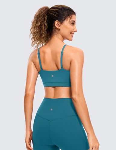 Image of CRZ YOGA Butterluxe Womens Adjustable Spaghetti Thin Strap Sports Bra - Padded Wireless Square Neck Workout Yoga Clothes