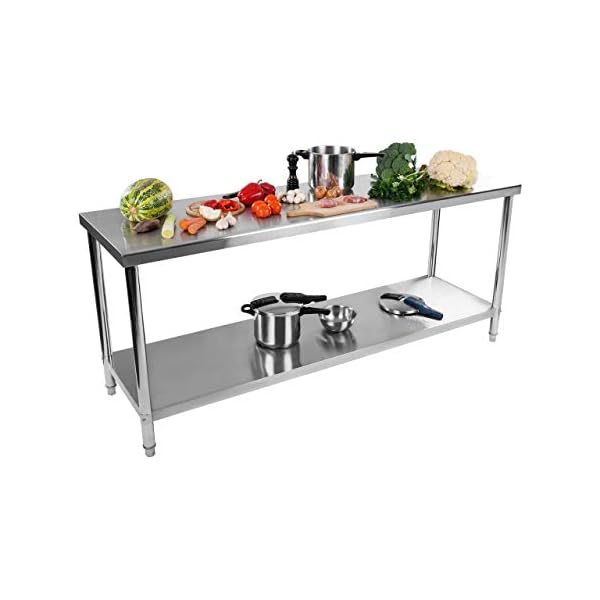 Royal Catering RCWT-200X60S Edelstahltisch Arbeitstisch Edelstahl Gastro-Tisch Küchenarbeitstisch Metzgertisch 200 x 60…