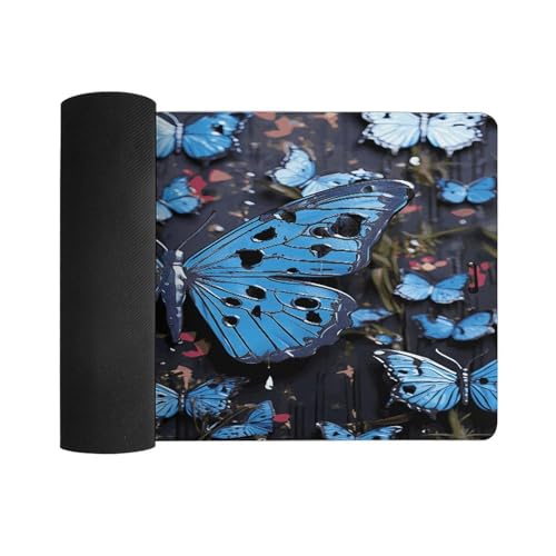 Blue Butterfly Pad Mouse Grande Antideslizante 30x60 cm miniatura 3