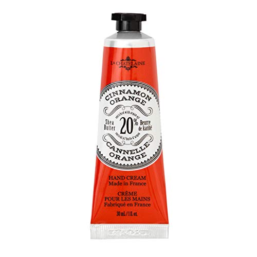 La Chatelaine 20% Shea Butter Hand Cream Organic Argan Oil Vitamin E Moisturizing Nourishing Natural Extra-Rich Lotion Made in France 1 oz / 30ml (Cinnamon Orange)