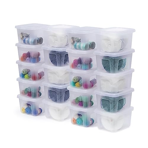 Iris Ohyama, Petite Boite de Rangement Multi-Usages, 2L, Lot de 20, Fermeture Facile, Empilable, en Plastique Transparent, pour Vêtement, Étagères,...