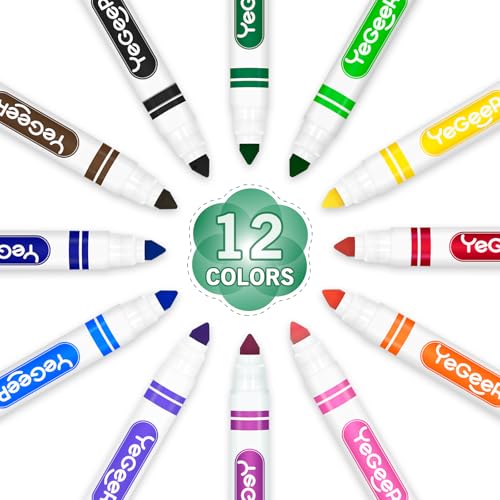 Image of YEGEER 288 Count Washable Markers Bulk - 12 Assorted Colors, Broad Tip Markers for Kids, School and Teacher Classroom Supplies, Perfect for Art and Coloring.(288)