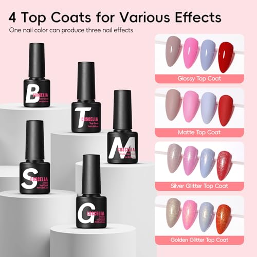 COSCELIA 40Pcs Kit Uñas Semipermanentes Completo con Lampara UV Torno para Uñas, 35 Colores Pintauñas Semipermanentes Rojo Negro Blanco 5pcs Base y Top Coat Kit Manicura con Herramientas - imagen 5