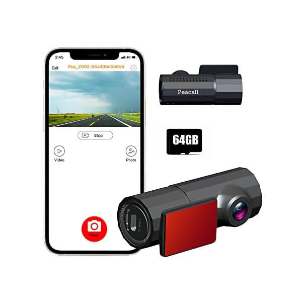 Vehicle Blackbox DVR 2160P UHD 4K WiFi Dash Cam Pro as seen on TV Mini Simple with 64G SD Card Car Camera Compatible with Car Truck Semi, WDR, Night Vision, Loop Recording, G-Sensor, APP