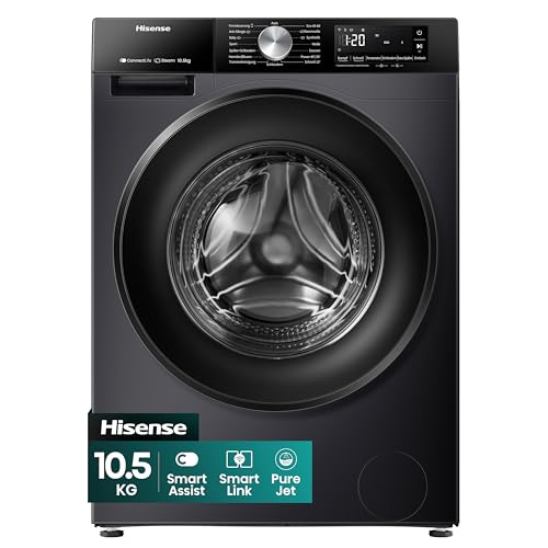 Hisense WF3S1043BB3 Waschmaschine mit Dampffunktion-10,5 KG-1400 U-Min-ConnectLife16 Programme-Anti-Allergie Programm-Ba...