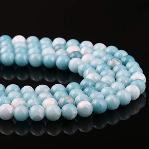 Larimar Beads 6 Mm Beads Natural Stone Round Loose Beads For Jewelry Making Beads For Bracelets Beautiful Gift 1 Strand 15" (6 Mm, Larimar) #TOP5