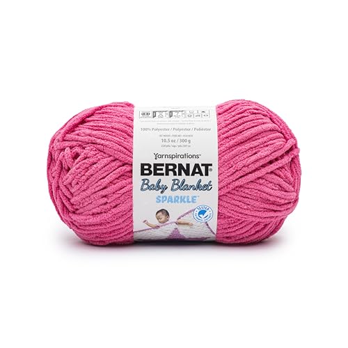 Bernat Baby Blanket Sparkle Yarn for Crocheting Soft, Hot Pink Sparkle