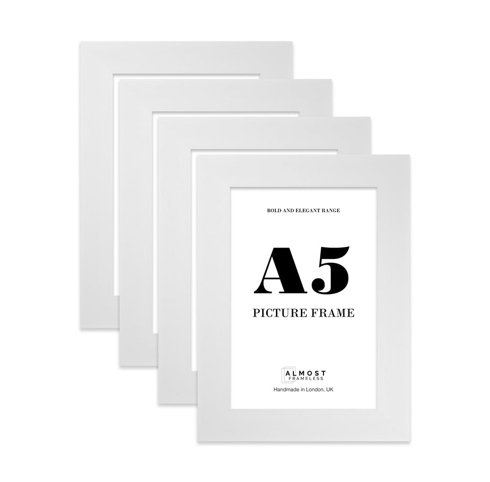 A5 Photo Frame, Display A5 Pictures (14.8 x 21cm - 5.8 x 8.3in) Picture Frame for wall Display - White - 4 Pack