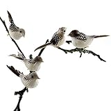 TGG 12x Deko Vögel grau 9cm, mit kurzem Draht, 9cm m. Federn, Sortiment !!