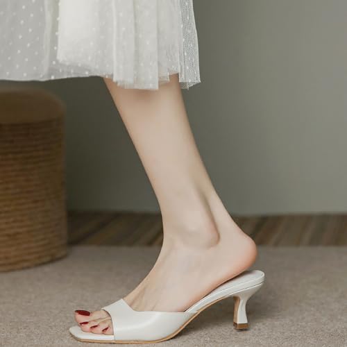 Image of Women's Square Open Toe Kitten Heel Slides Sandals Sexy One Band Slip-On Stiletto Heels Mules Casual Party Prom Dance Dress Dress