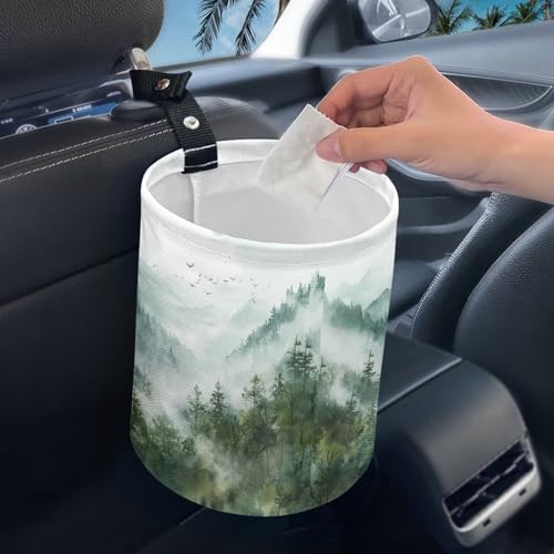 Image of Cute Car Trash Bin Mountian Car Trash Can Bags Collapsible Accessories Trash Can of Cars, Family Gatherings, Camping Garbage Bin Decoration Portable Car Rubbish Bin