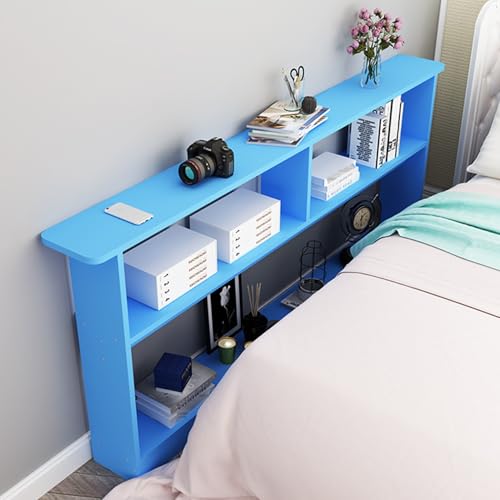 Mesa consola estrecha retro con respaldo, mesa de entrada de madera para sofá, mesa auxiliar de 3 niveles, tamaño compacto (azul 39,3 x 7,8 120 x 20 cm) para entrada o sala de estar
