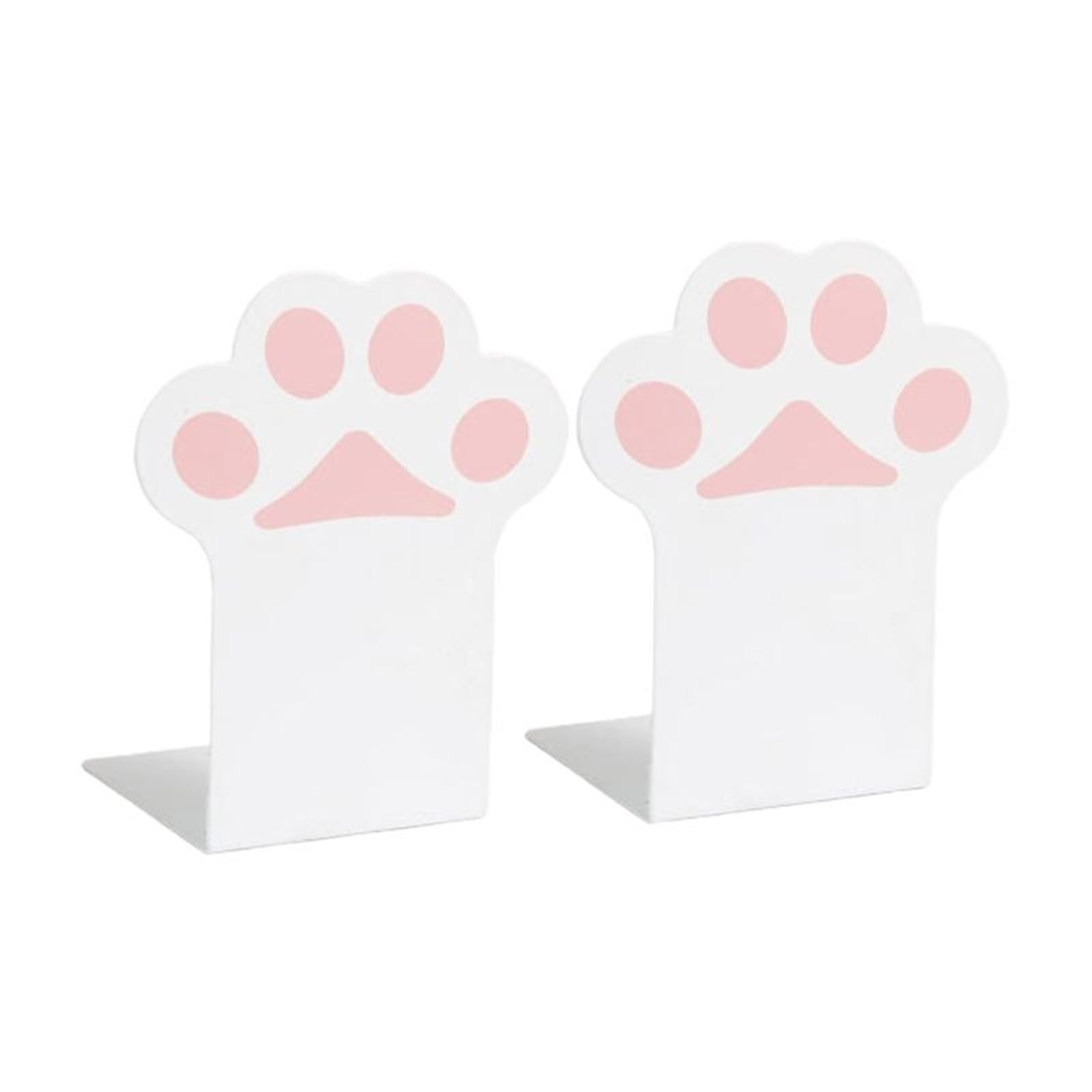 Bookends 2pcs Creative Cat Paw Bookends Kawaii Anti-skid Book Organizer Desktop Support Stationery Office Supplies(WHITE)