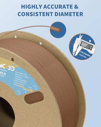 Image of DURAMIC 3D Matte PLA Filament 1.75mm Chocolate Brown, 1kg Cardboard Spool Matte Finish 3D Printer Filament PLA 1.75mm Dimensional Accuracy 99% + /- 0.03 mm, Printing with FDM 3D Printer
