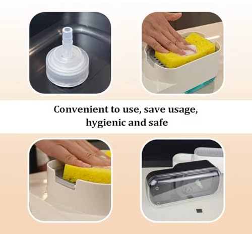 Image of Kitchen Soap Dispenser with Sponge Holder, Dish Soap Dispenser for Kitchen Sink, 2-in-1 Liquid Soap Pump for Countertop, Durable & Leak Proof Orginizer